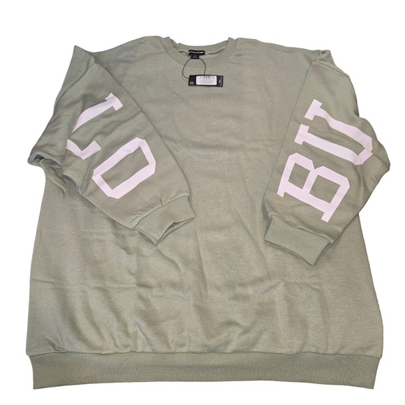 PrettyLittleThing Women's Sweatshirt Oversized Sage Green US SZ 6 - Picture 2 of 10